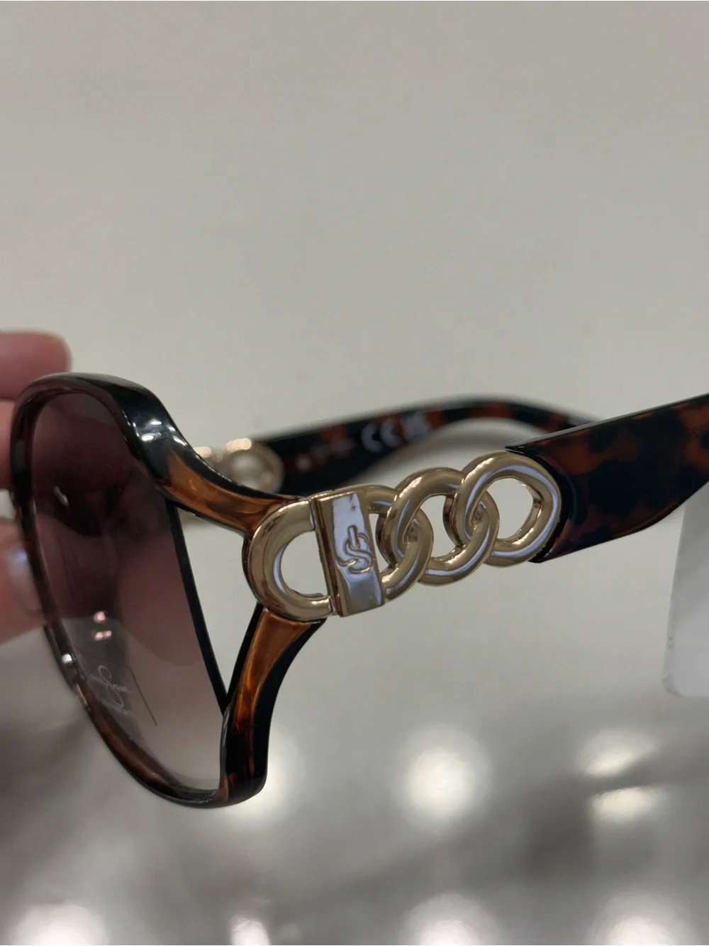 Jessica Simpson Tortoiseshell Sunglasses with Gold Chain-Link Accent NWT